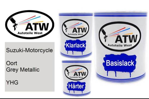 Suzuki-Motorcycle, Oort Grey Metallic, YHG: 1L Lackdose + 1L Klarlack + 500ml Härter - Set, von ATW Autoteile West.